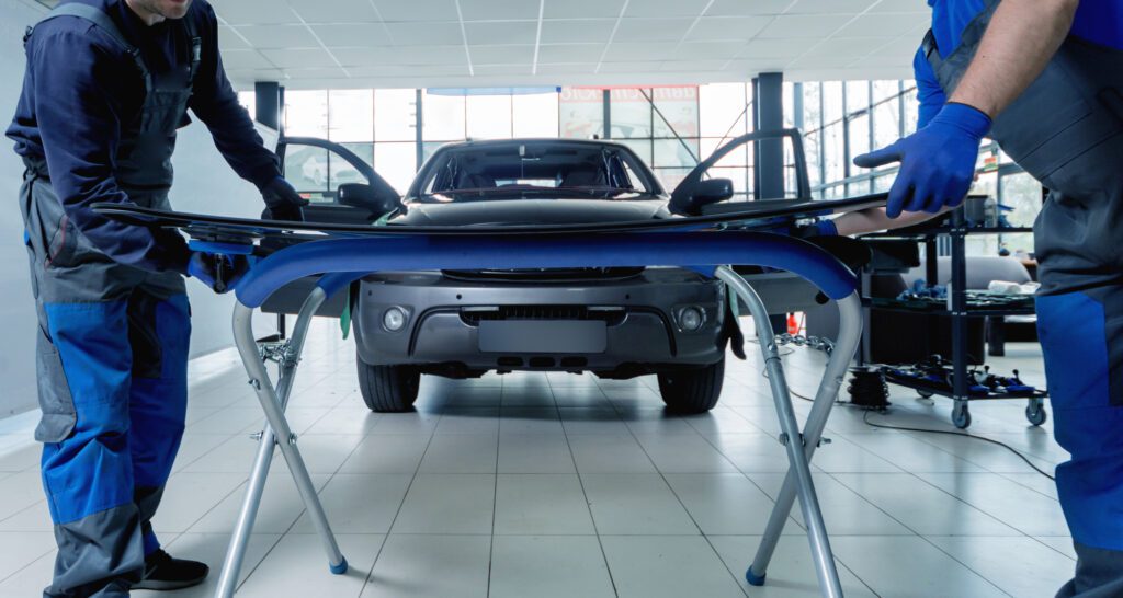 Windshield replacement technicians